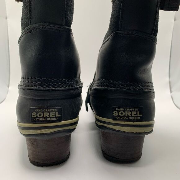 Sorel Conquest Carly Black Leather Winter Boots Style NL2033-010 Womens Size 7 - Picture 7 of 10